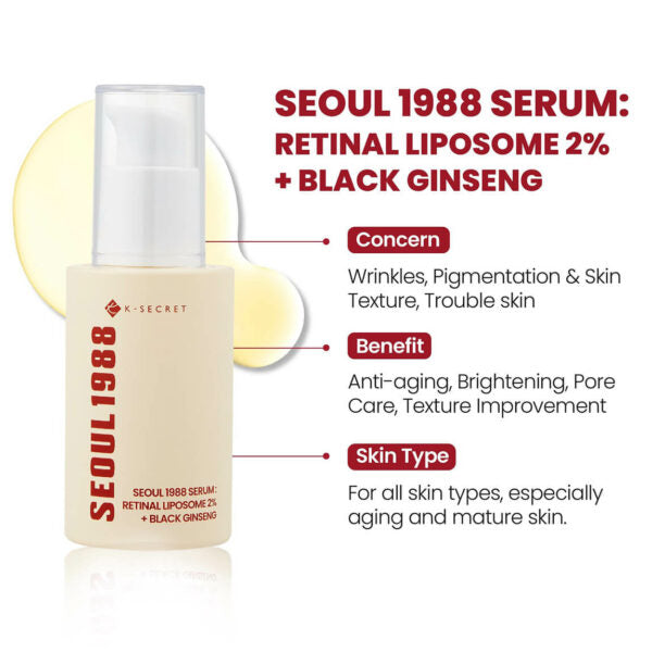 KSECRET SEOUL 1988 Serum : Retinal Liposome 2% + Black Ginseng